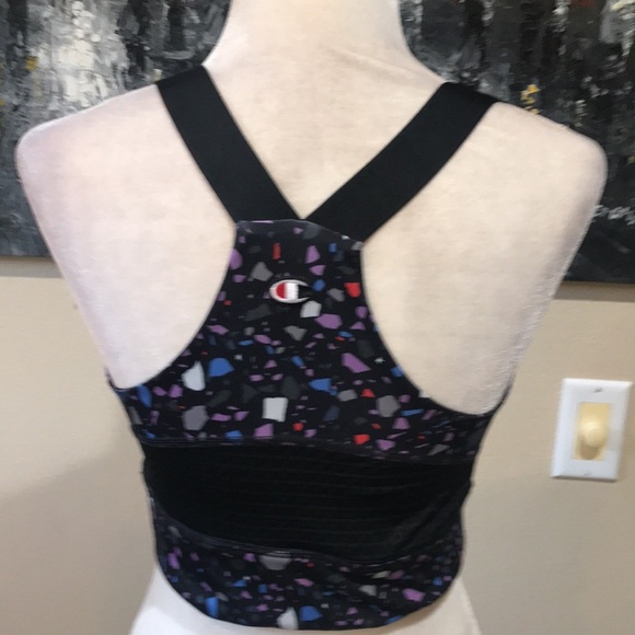 NWT Champion Wicking Anti-Odor Racer Back Black w/Multi- Colors Sports Bra-M - Picture 4 of 11